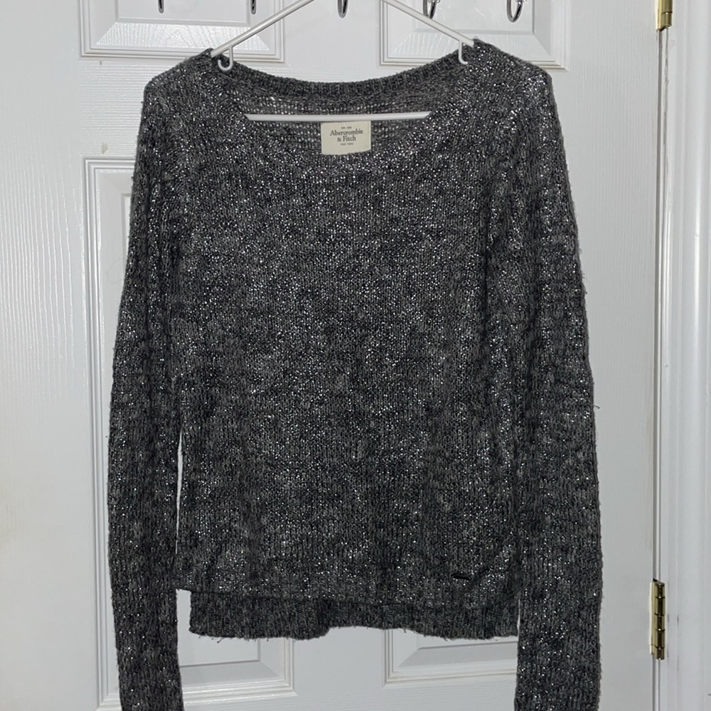 Vintage Abercrombie & Fitch Sparkly Holiday/Winter Gray Sweater - Picture 3 of 5